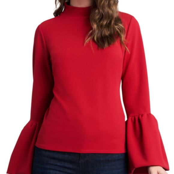 Red Vince Camuto Bell Sleeve Top - Picture 1 of 8